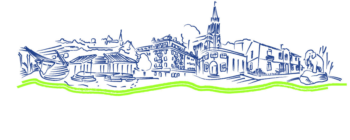 Монохромна панорама міста.