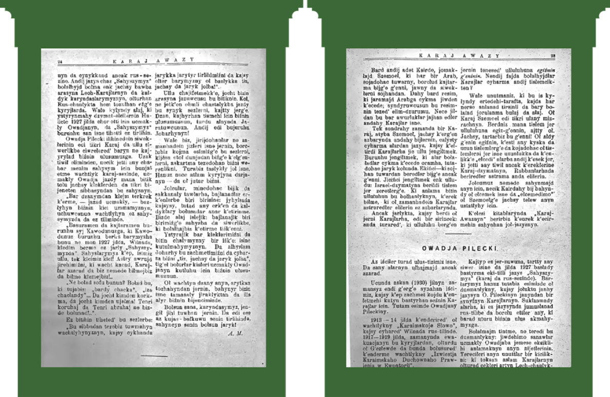 С. 24-25: Продовження статті-некролога. С. 25: «Сердечно [звертаюсь] до караїмських юнаків» Олександра Мардковича, записані історії з дитинства.