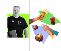 колаж з лікарем
