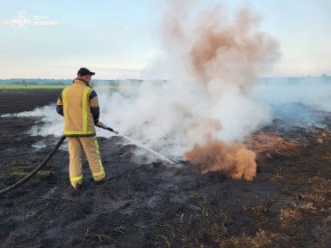 За вихідні на Волині зафіксували 11 пожеж сухостою. пожежник