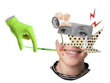 Колаж, шприц, рупор