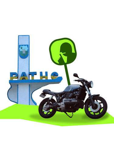 мотоцикл біля в'їзду до селища Ратне