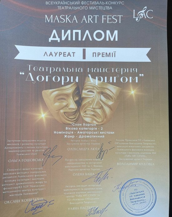 Нагороди юних акторів. Фото з фейсбук-сторінки «ДогориДриґом».