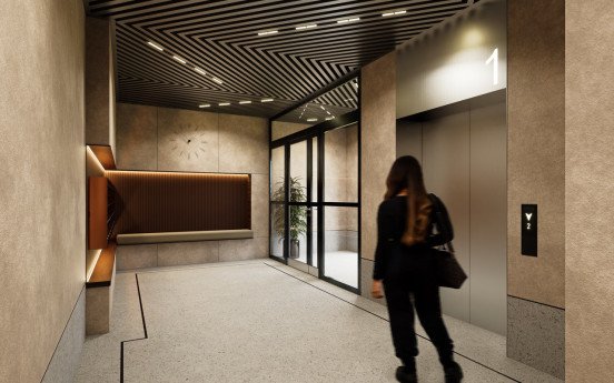 Візуалізація під’їзду. Джерело: БК «Орбіта». 