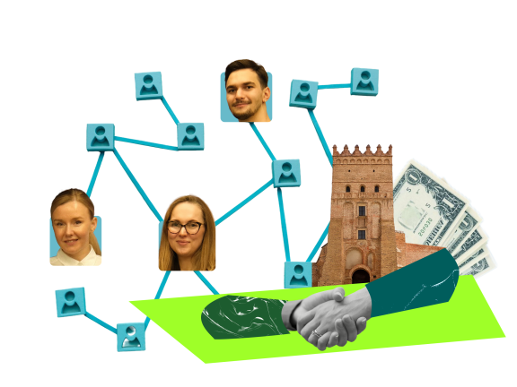 колаж з обличчями людей та Луцьким замоком