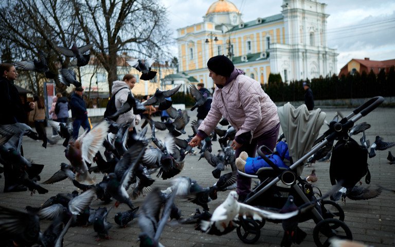 Годують голубів