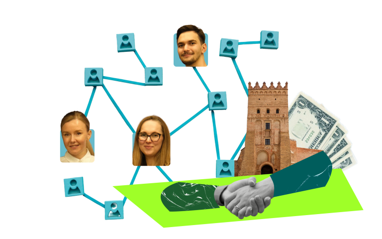 колаж з обличчями людей та Луцьким замоком