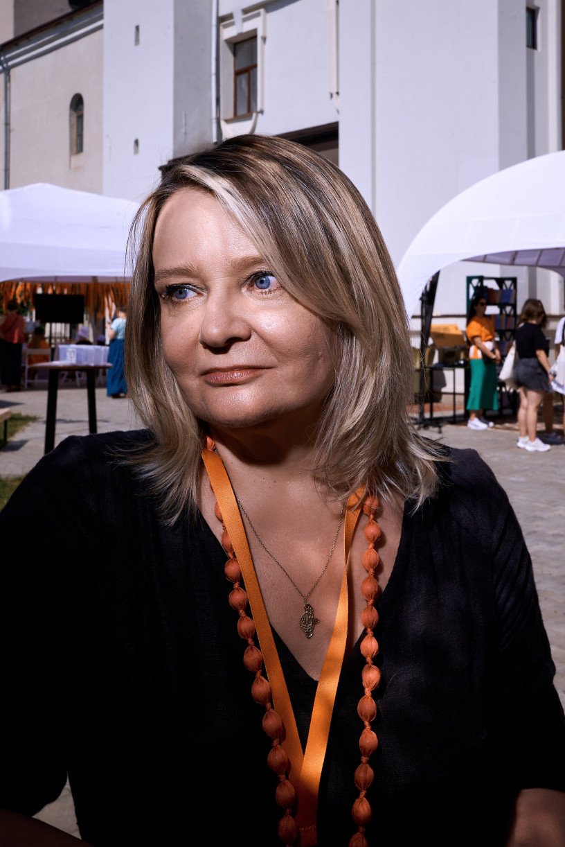 Олена Стяжкіна на літературному фестивалі «Фронтера» у Луцьку.