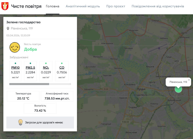 Скрин головної сторінки 34 модуля  міськради станом на 3 квітня. 